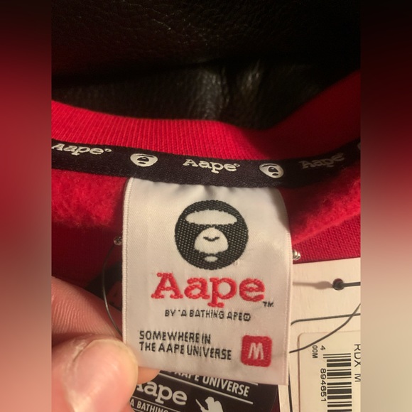 Aape - By *A Bathing Ape: Mens Red Long Sleeve Sweatshirt Size M - Picture 3 of 10